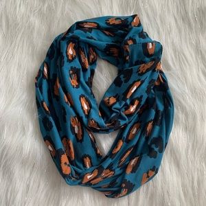 Teal animal print infinity scarf
